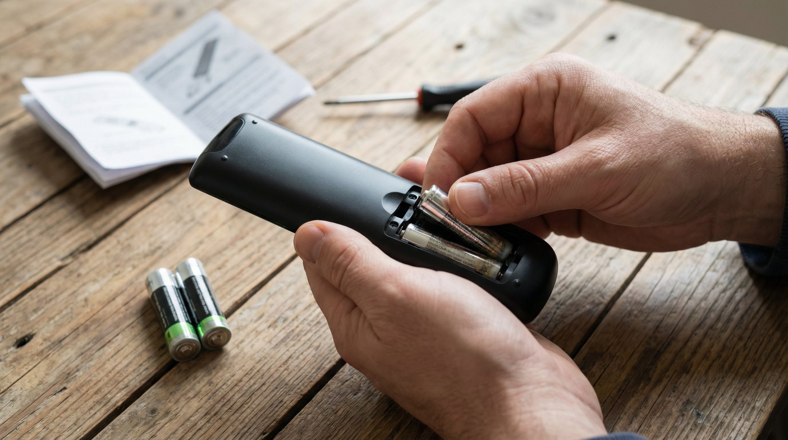 Changement des piles d'une télécommande TV pour diagnostic