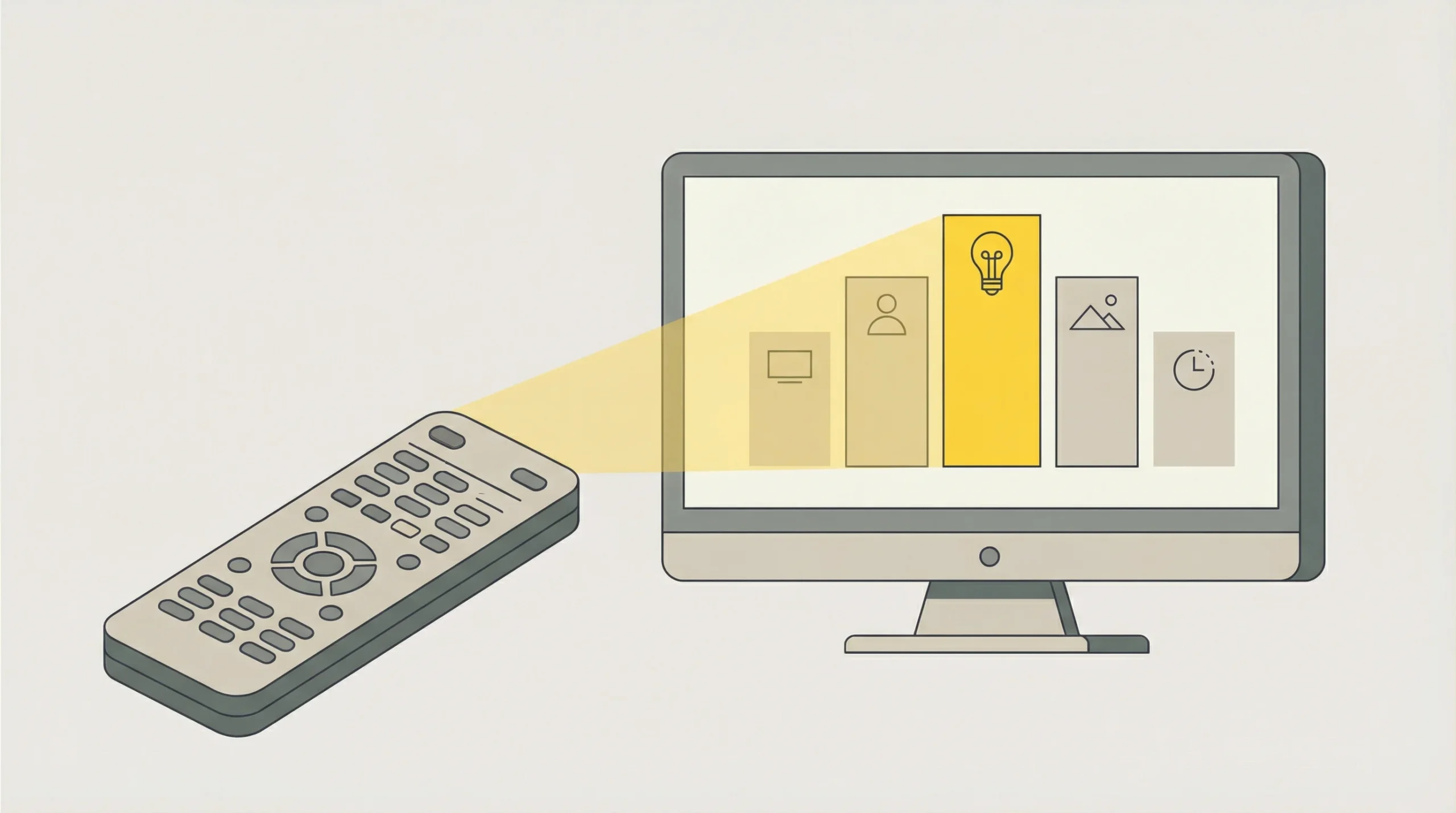 Illustration d'une télécommande pointant vers un menu de paramètres d'économie d'énergie TV