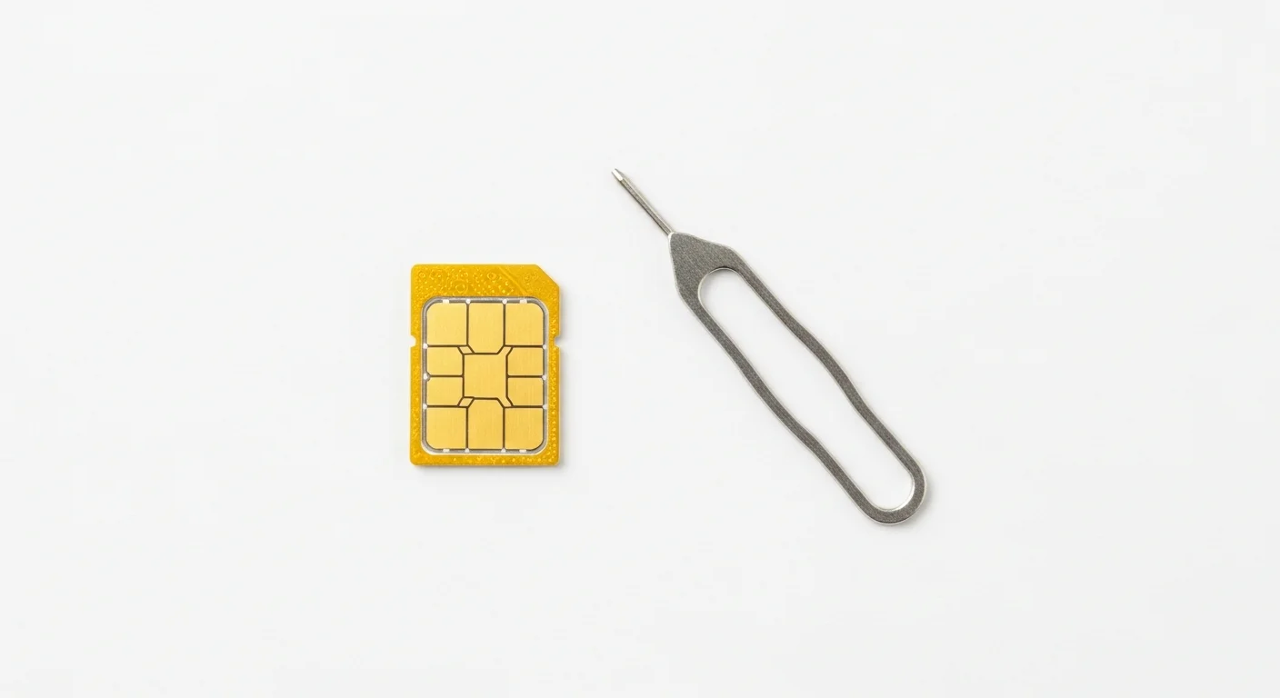 Carte nano-SIM posee sur surface sombre avec outil d'ejection de tiroir SIM