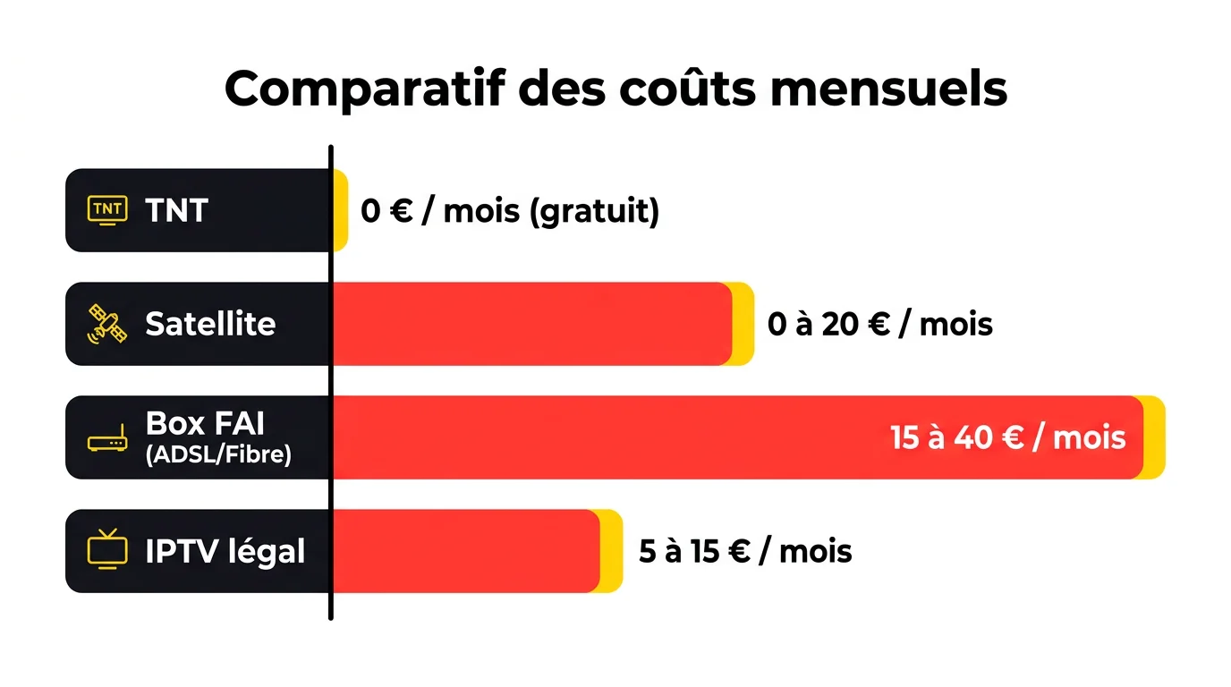 Infographie comparant les coûts mensuels des solutions TV