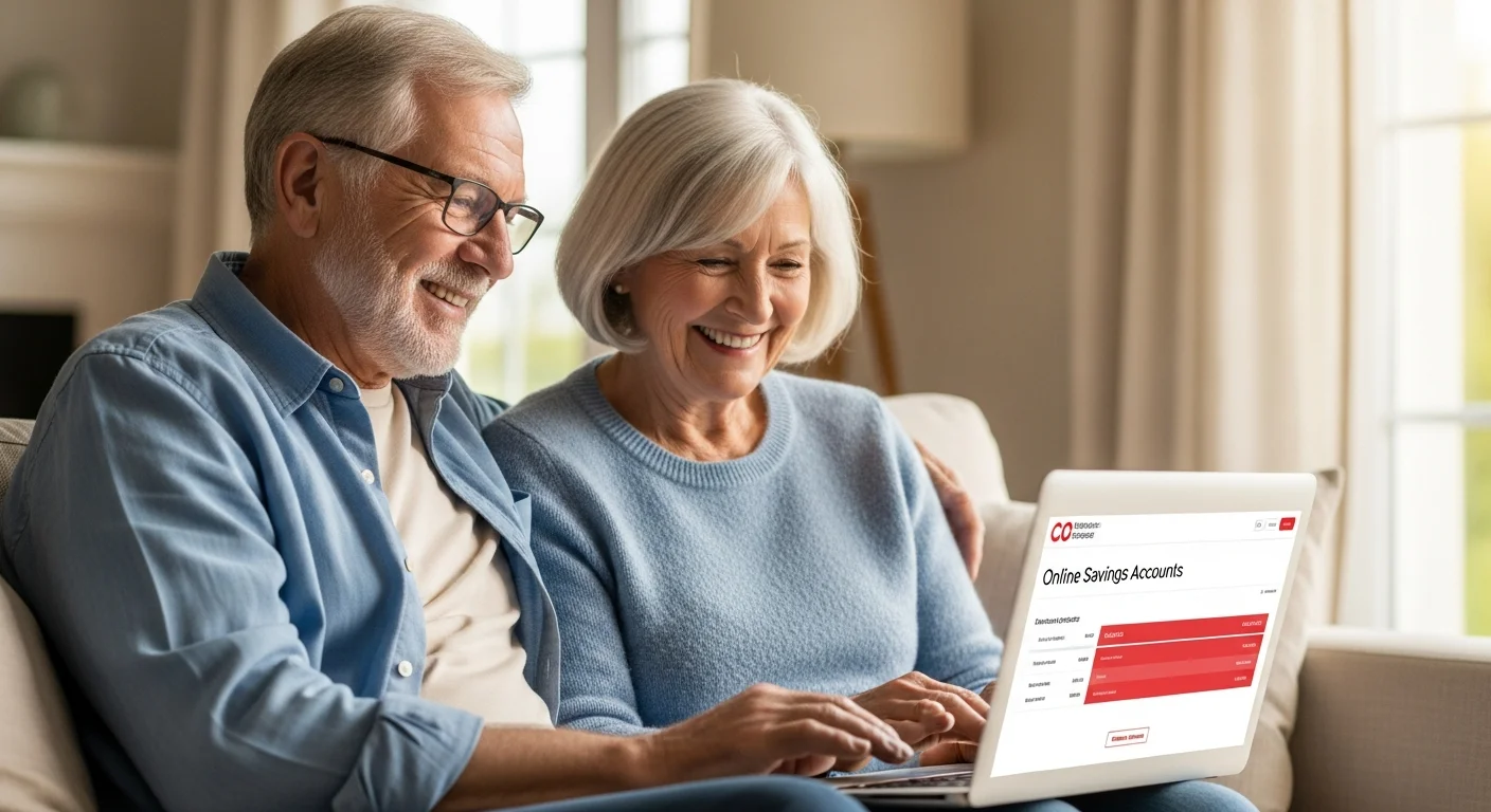 Couple de retraites consultant leurs comptes d'epargne en ligne