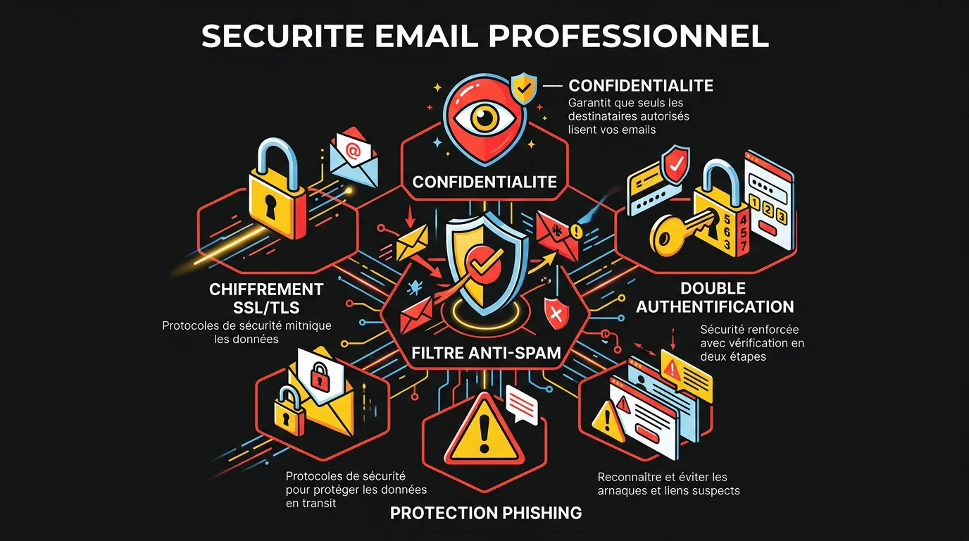 Sécurité email professionnel : chiffrement, anti-spam, authentification deux facteurs