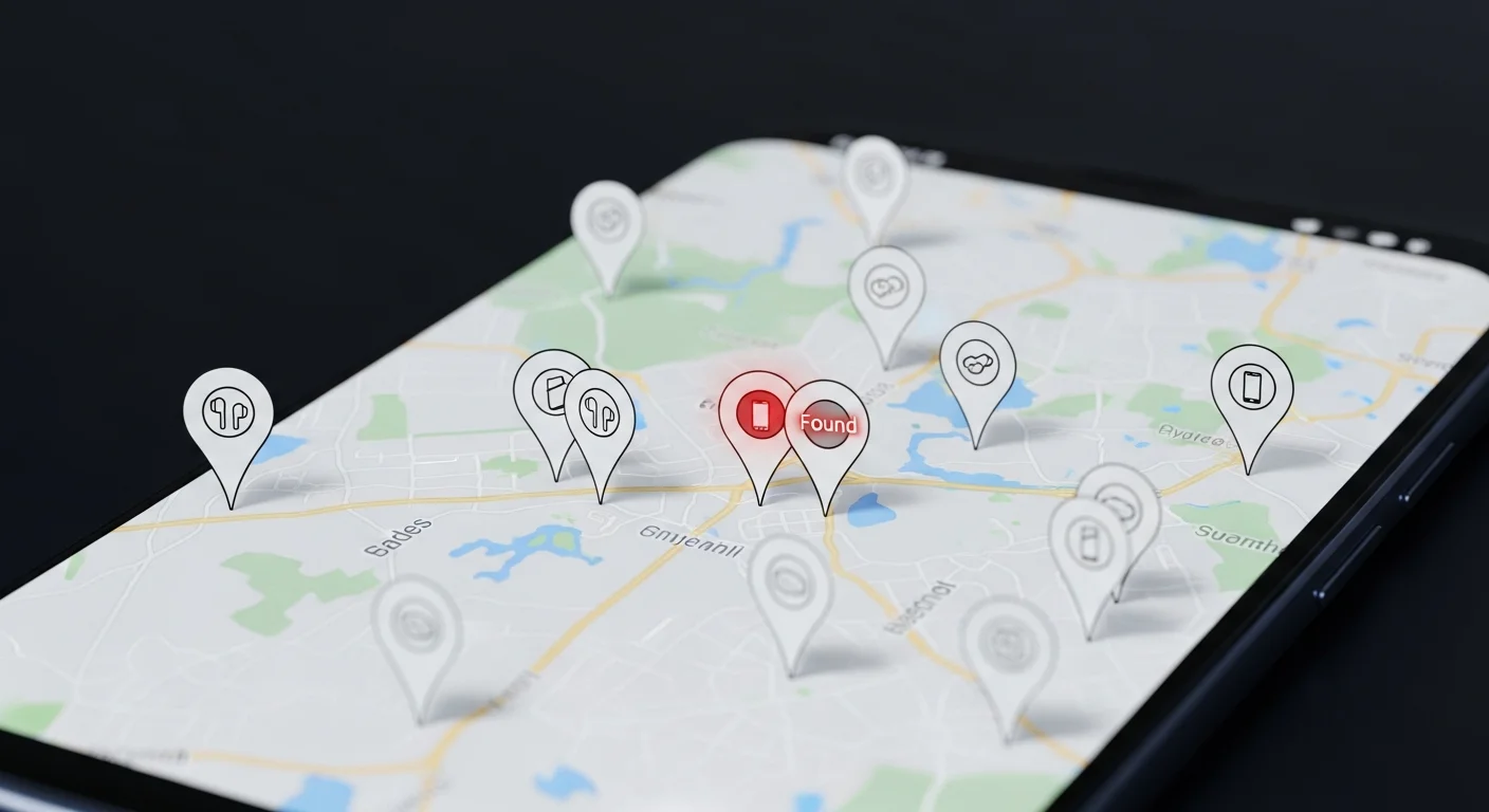 SmartThings Find sur téléphone Samsung Galaxy affichant la localisation d'un appareil