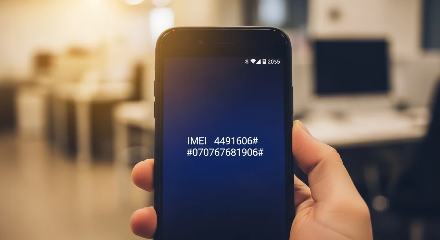 Ecran de smartphone affichant le code IMEI apres composition du *#06#