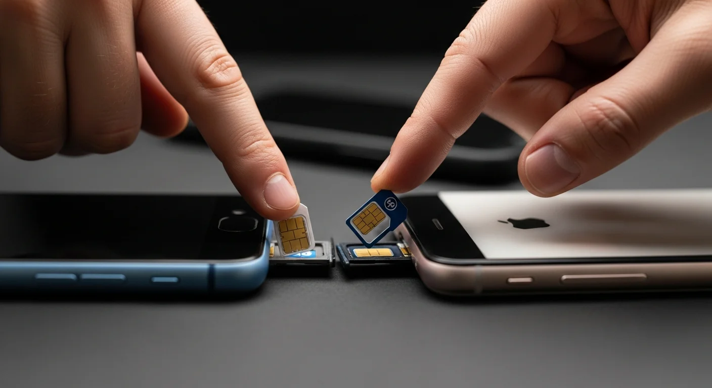 Doigts inserant une carte nano SIM dans le tiroir d'un smartphone