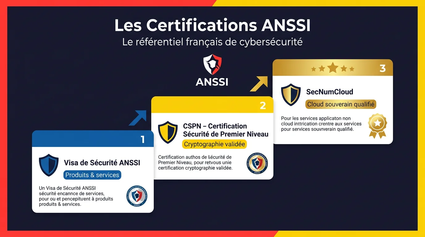 Infographie des certifications ANSSI : Visa de Sécurité, CSPN et SecNumCloud