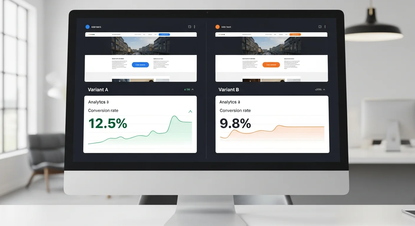 Resultats d'un A/B test comparant deux variantes de page avec taux de conversion