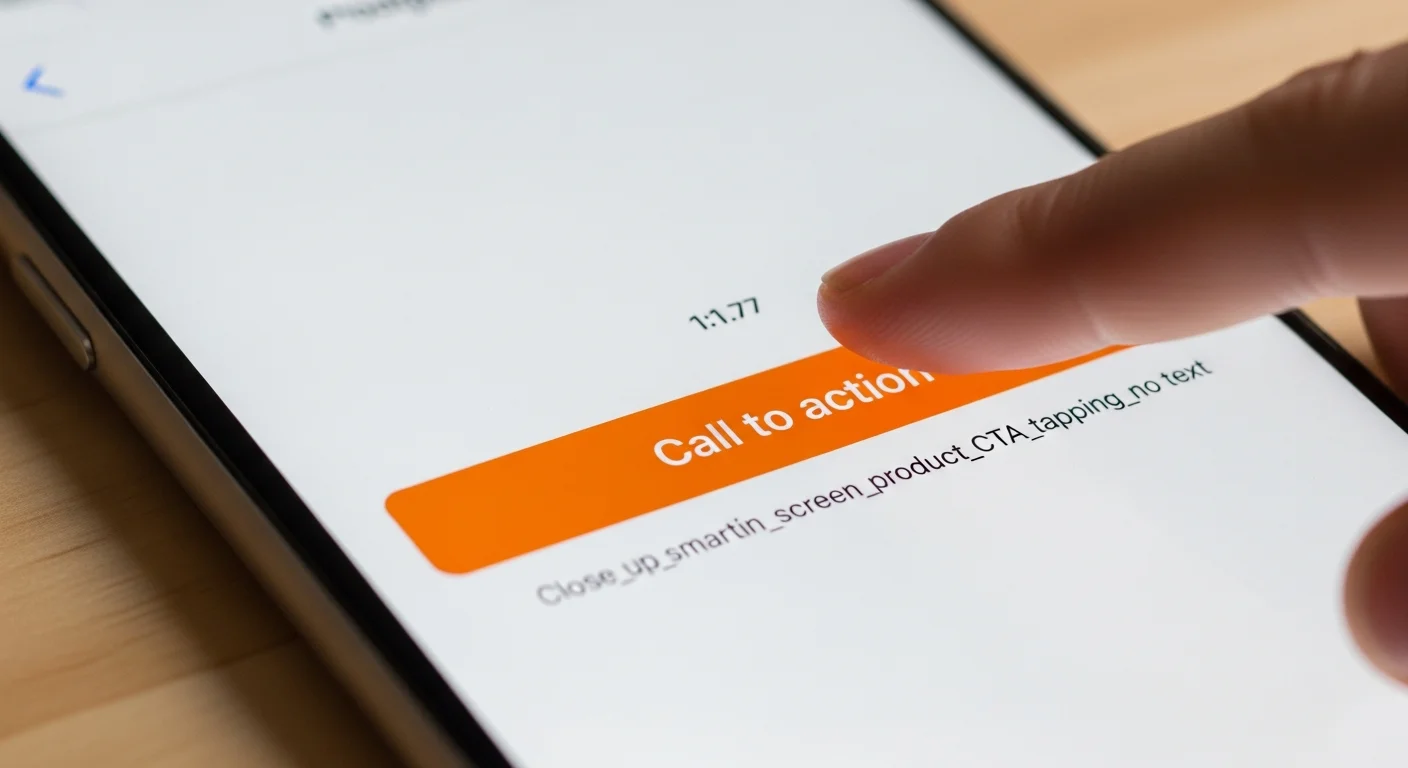 Bouton call-to-action orange sur un ecran de smartphone sur une page produit