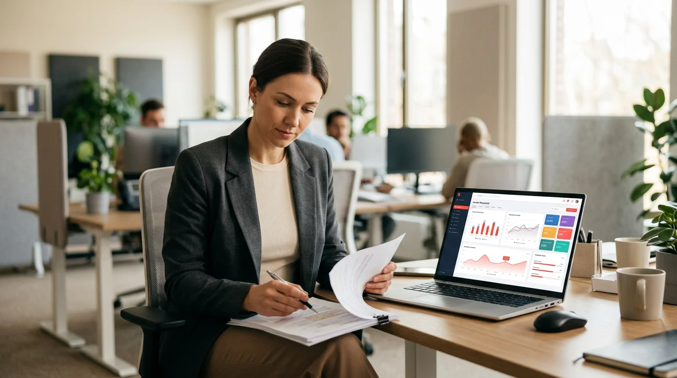 Employe consultant son espace RH MaBoxRH sur un ordinateur portable