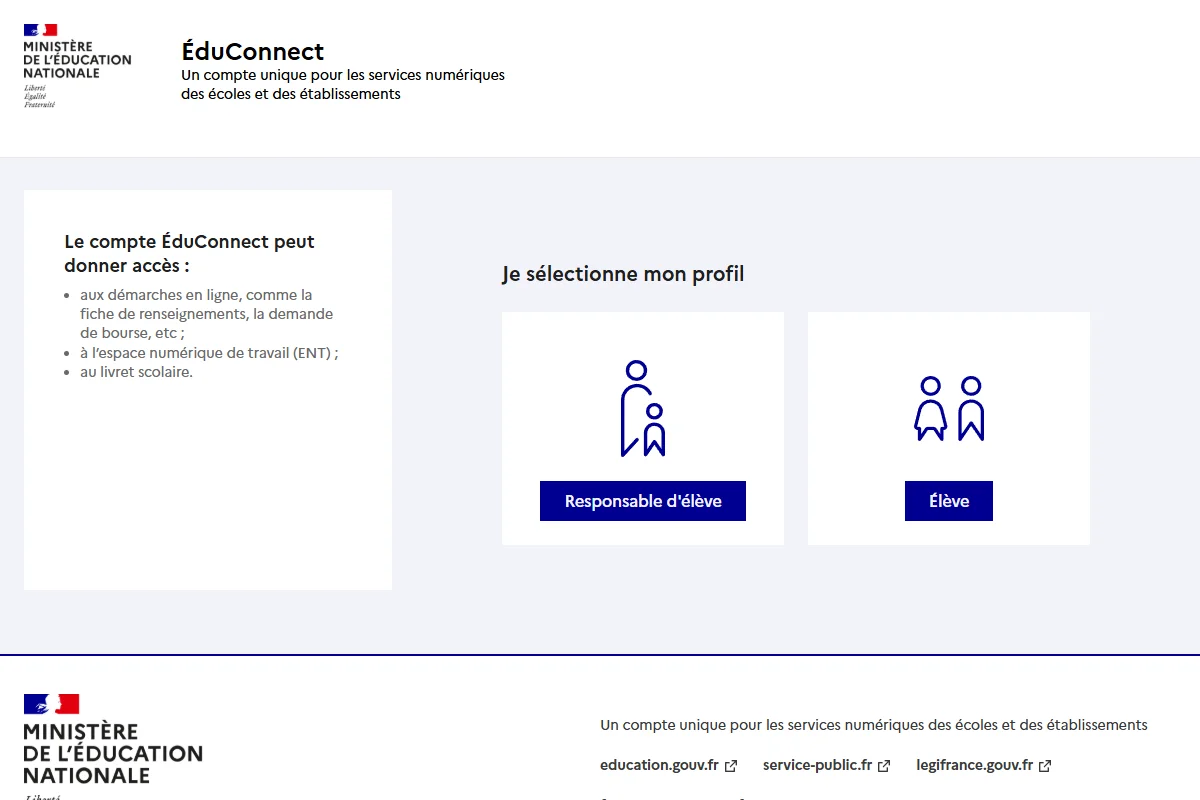 Sélection du profil EduConnect pour accéder à l'ENT91
