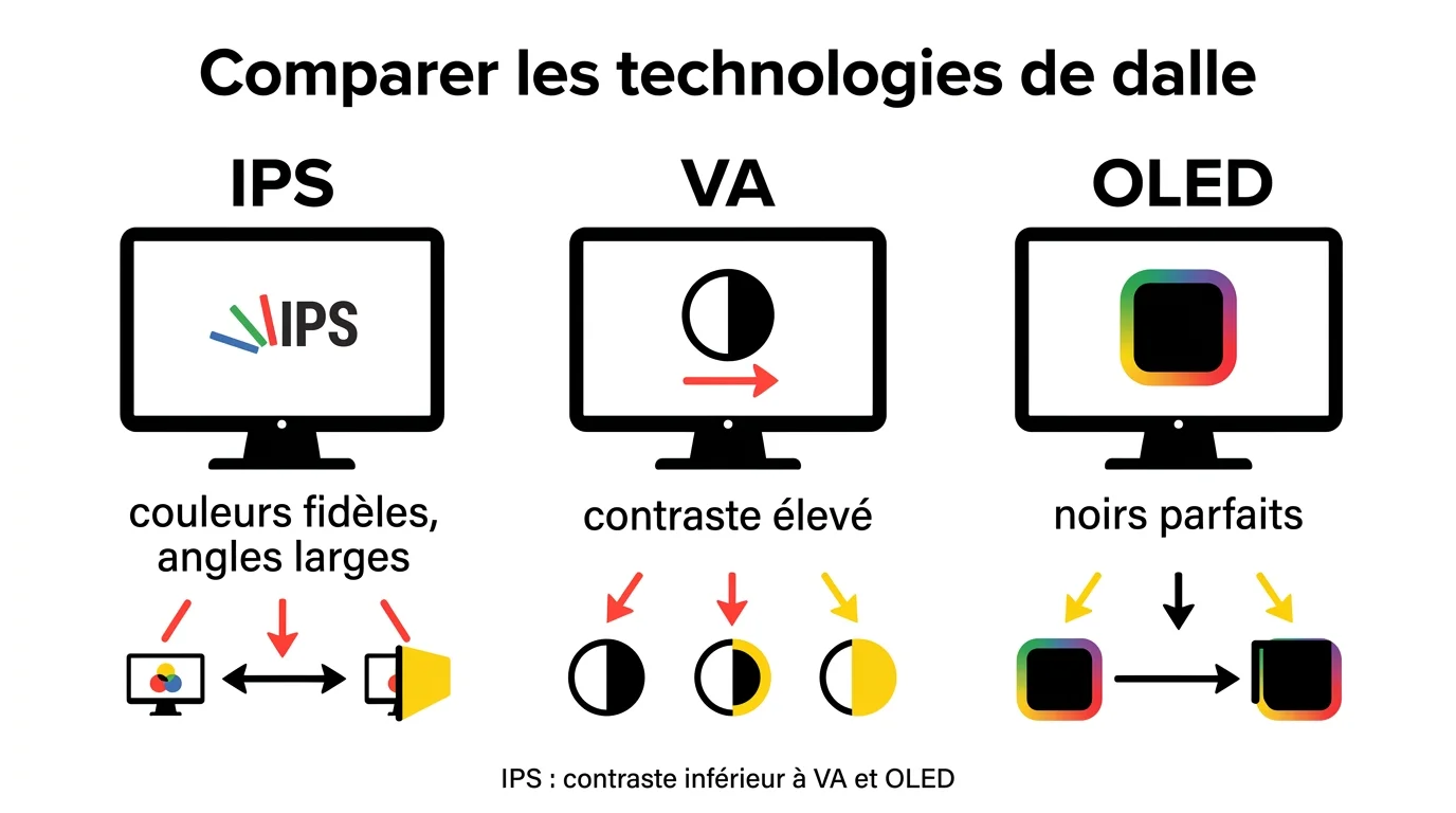 Comparaison des dalles IPS, VA et OLED pour écran d'ordinateur