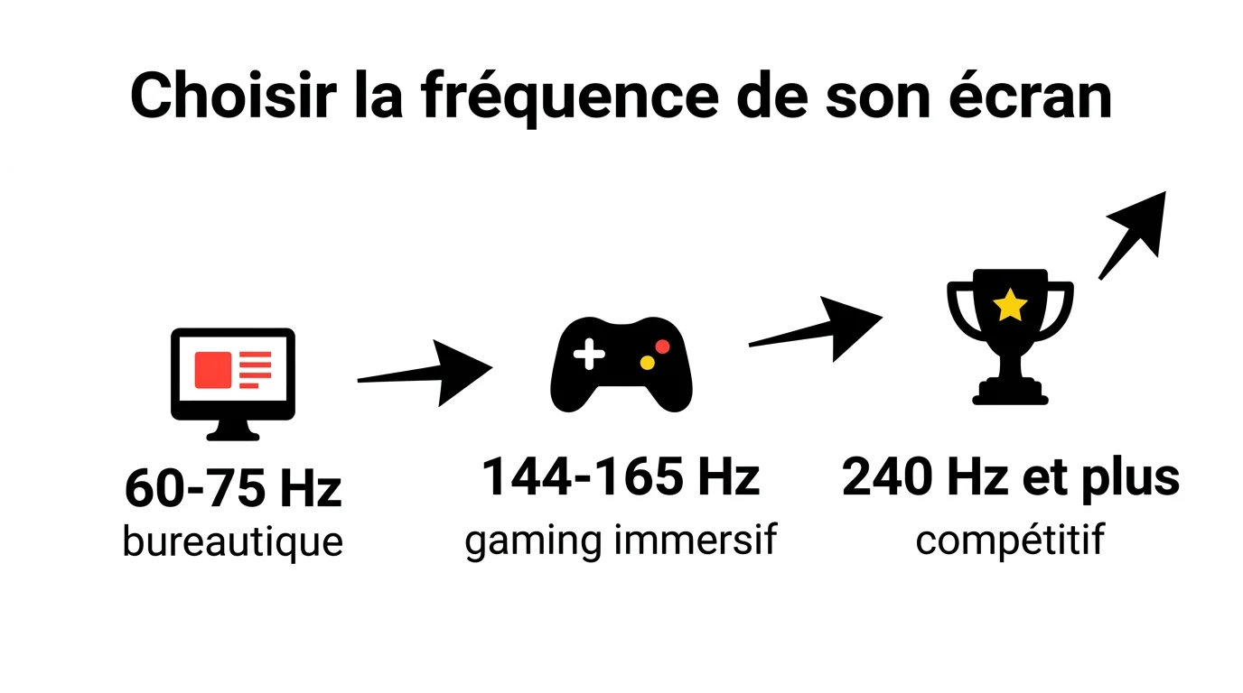 Paliers de fréquence d'écran de 60 Hz à 240 Hz et fluidité associée