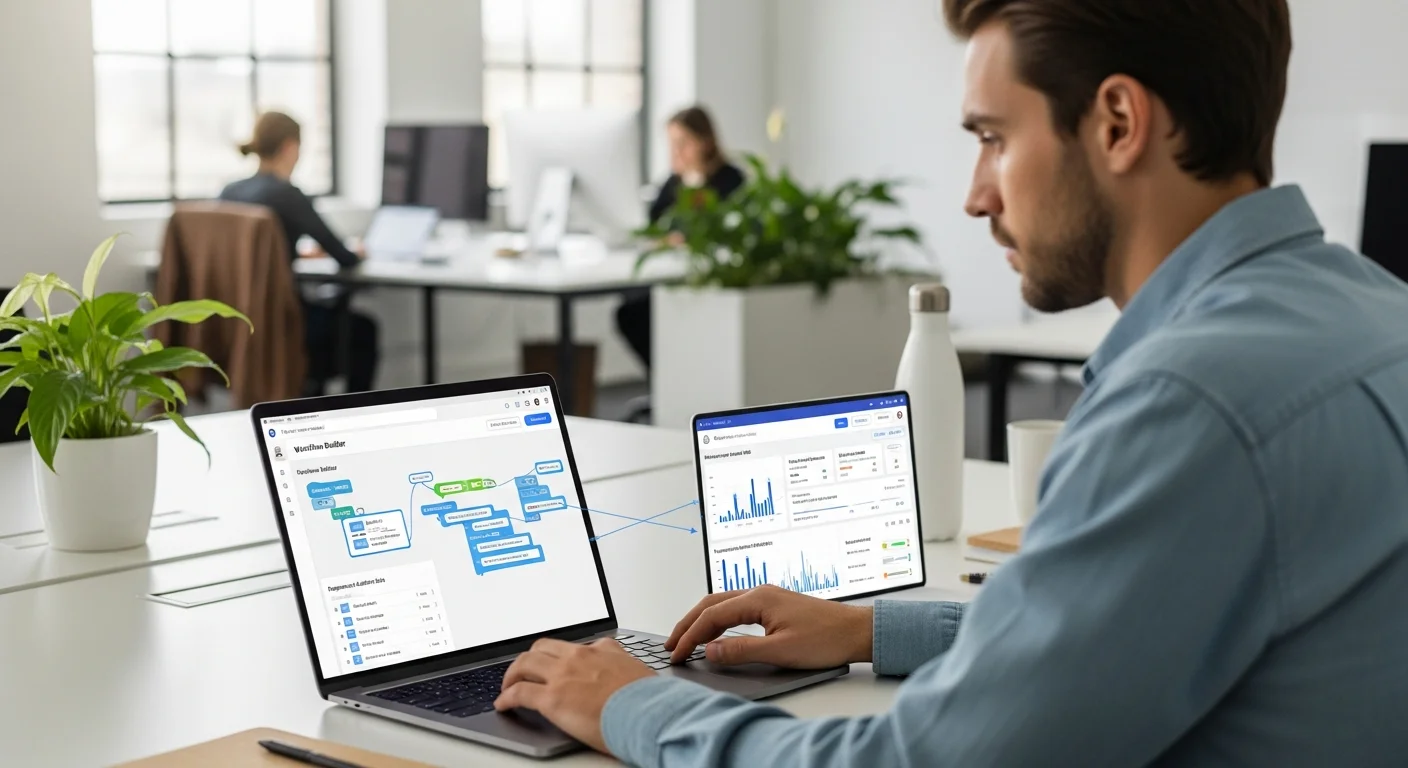 Professionnel travaillant sur un logiciel de marketing automation