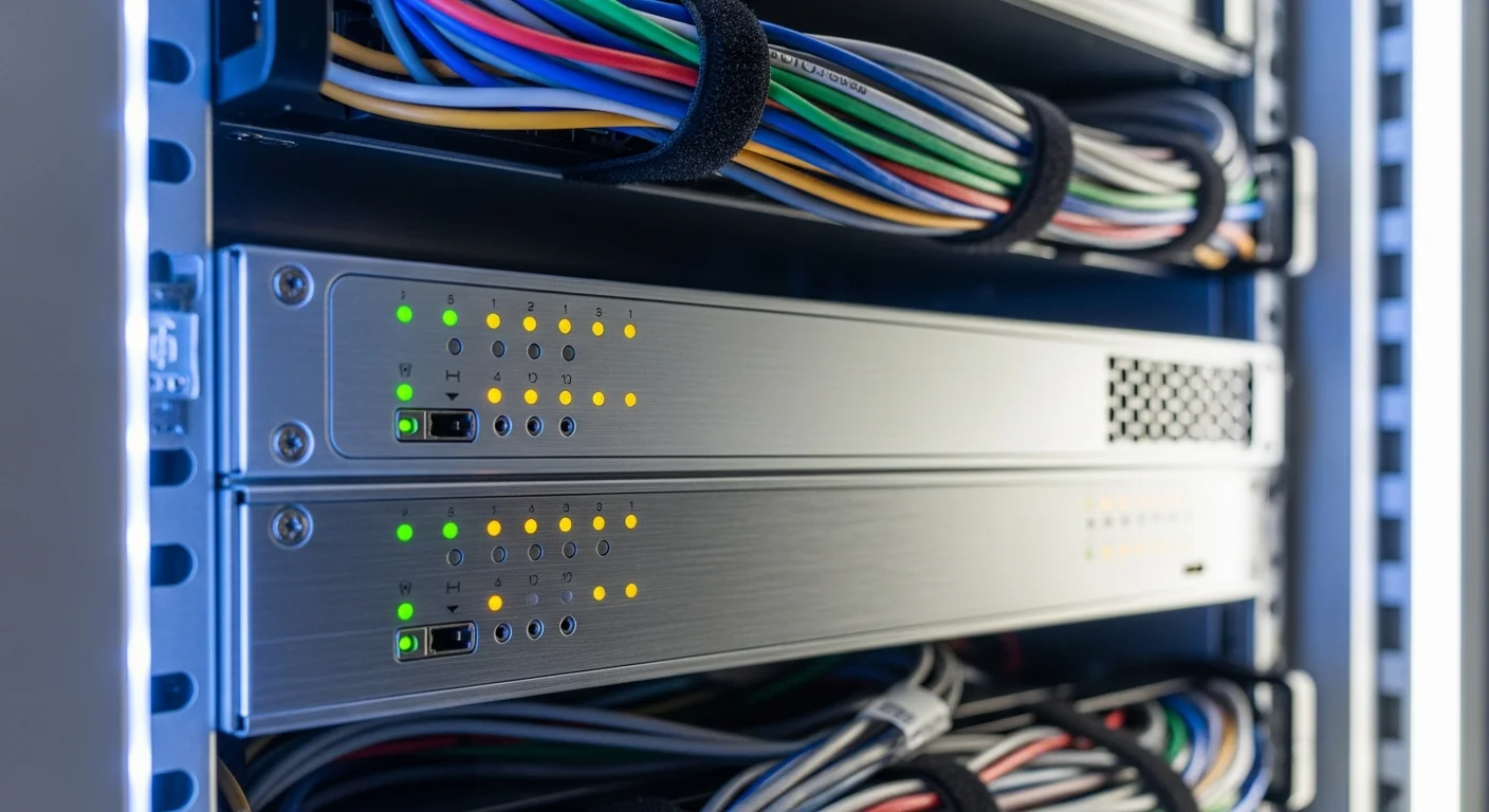 Serveur bare metal dans un datacenter moderne avec éclairage LED bleu