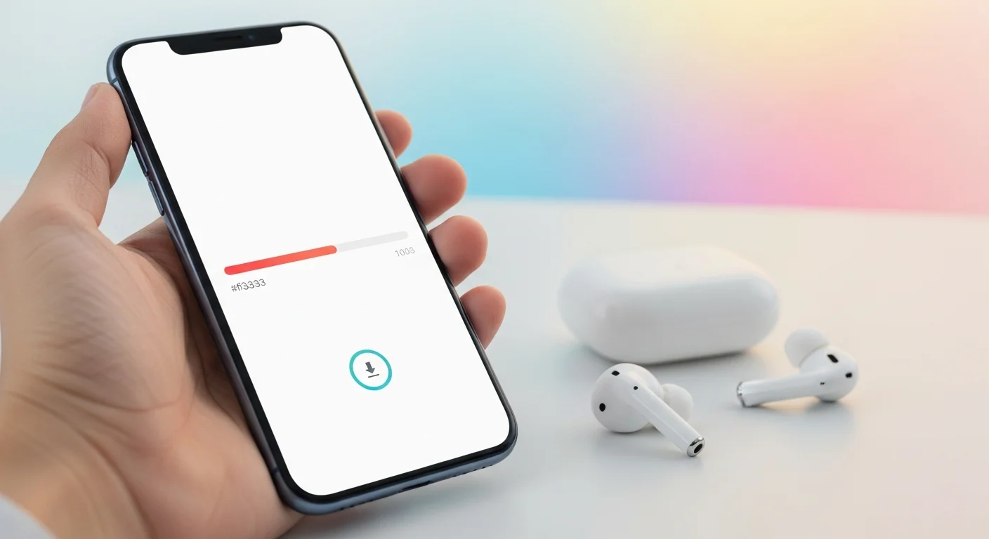 Main tenant un smartphone avec une interface de telechargement audio