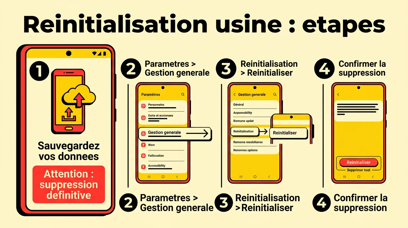 Étapes de réinitialisation d'usine sur téléphone Android