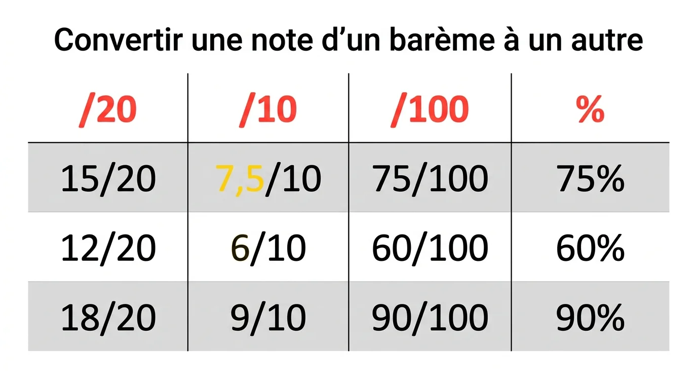 Tableau de conversion des notes