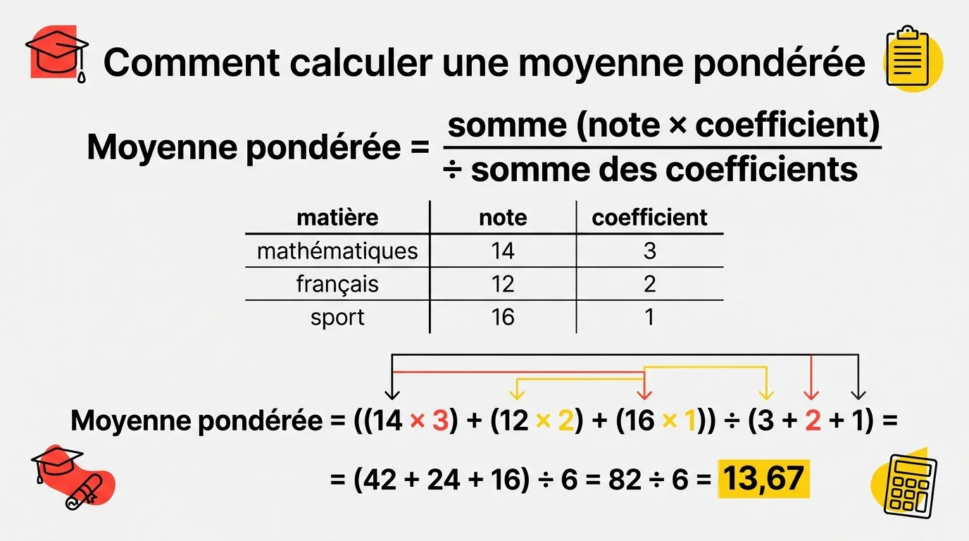 Formule de la moyenne ponderee avec coefficients