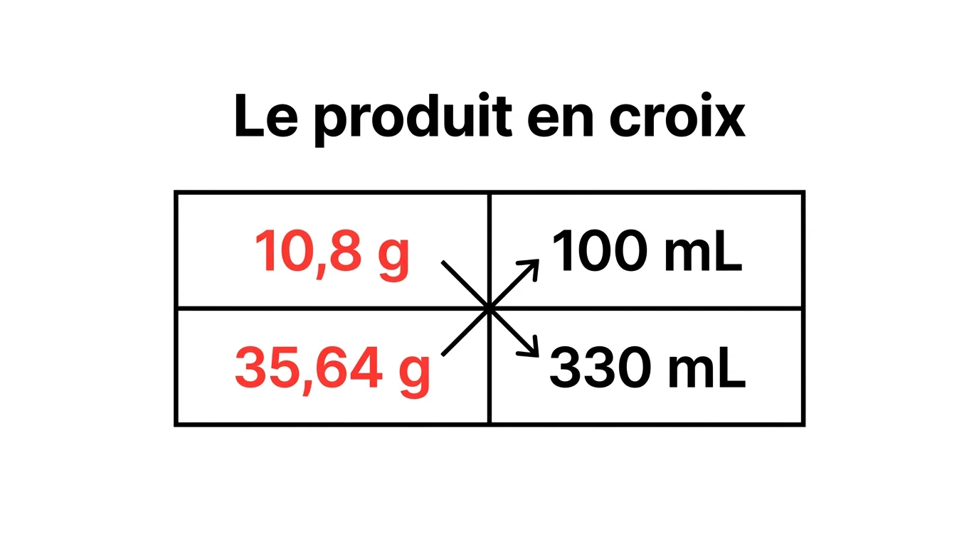 Schéma du produit en croix pour calculer le pourcentage d'un nombre