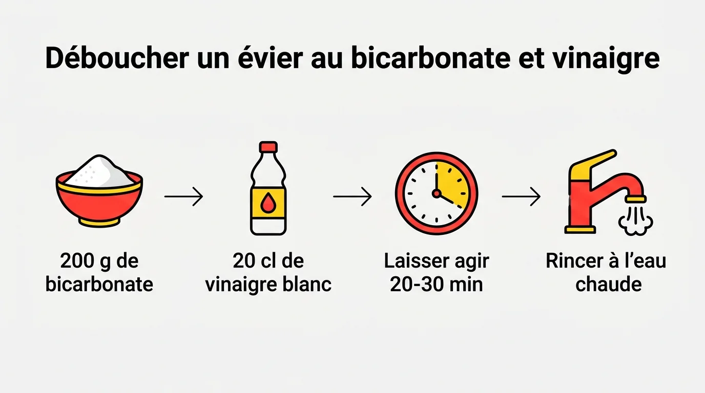 Déboucher un évier au bicarbonate et vinaigre