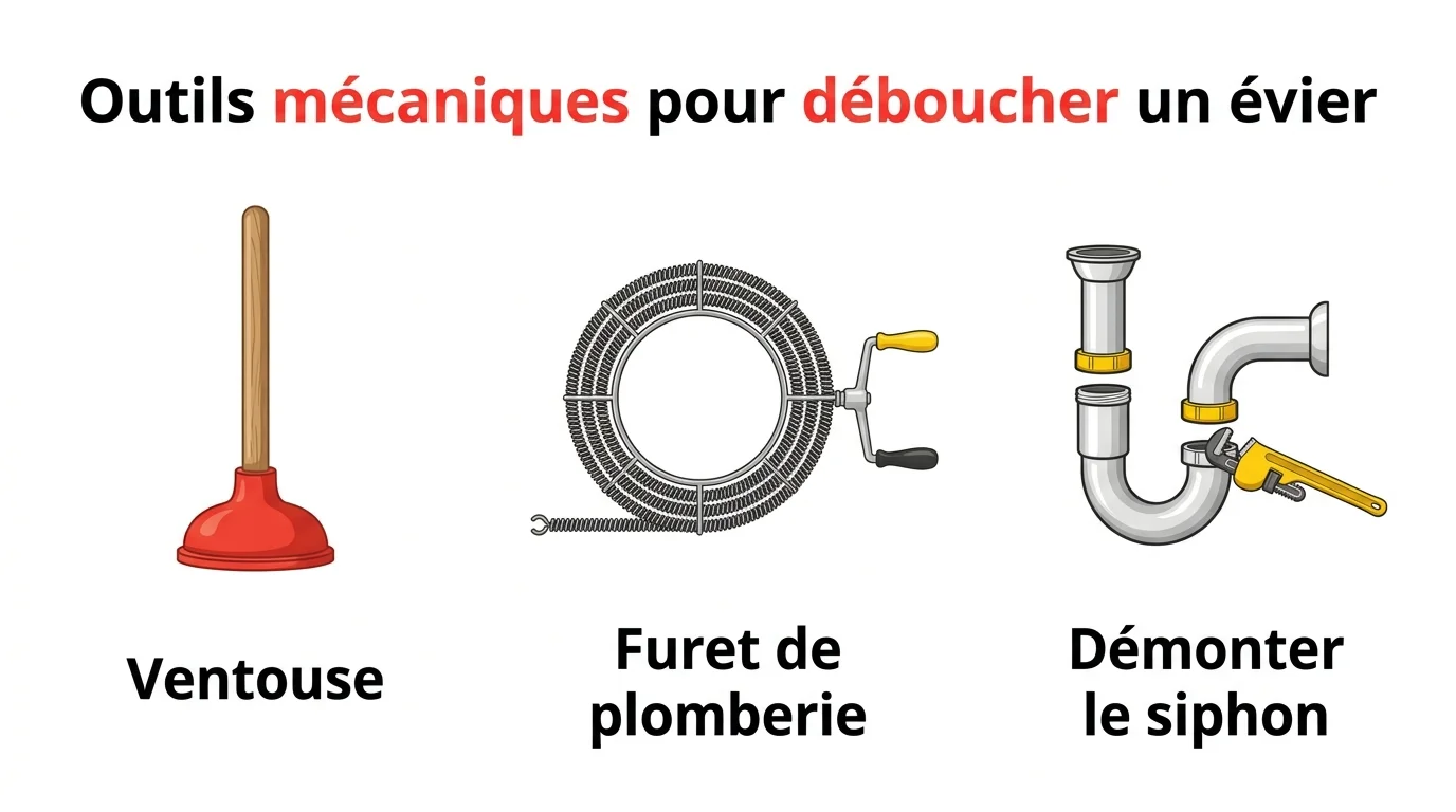 Outils mécaniques pour déboucher un évier