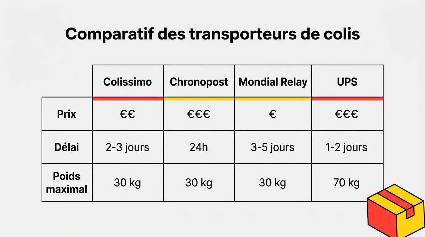 Comparatif des transporteurs de colis