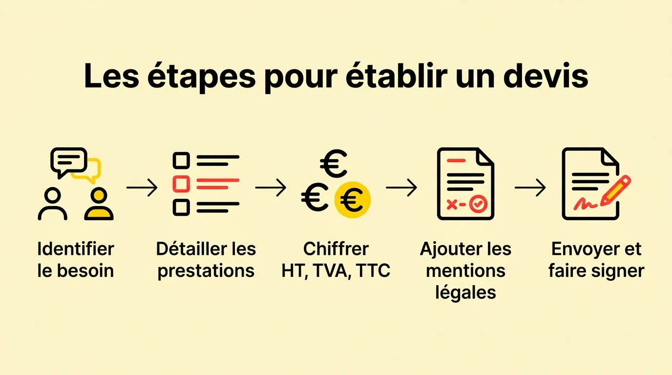 Les etapes pour etablir un devis, du besoin a la signature