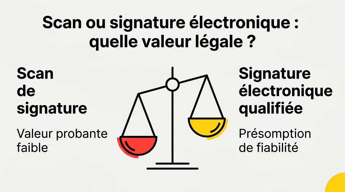 Comparaison entre scan de signature et signature électronique qualifiée pour la valeur légale