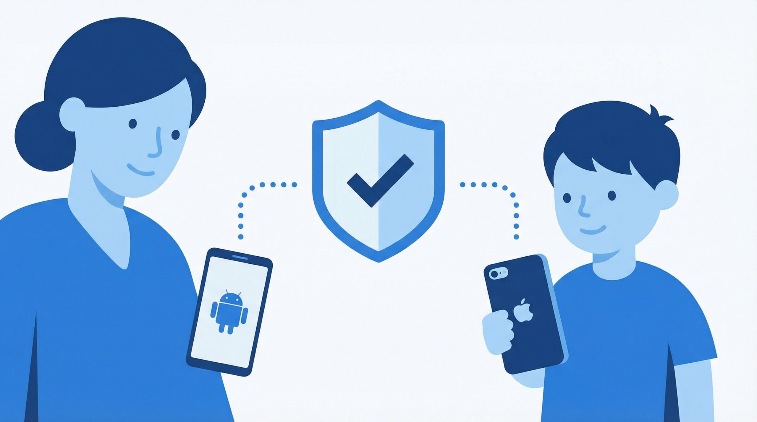 Parent avec smartphone Android connecté à l'enfant avec iPhone via contrôle parental