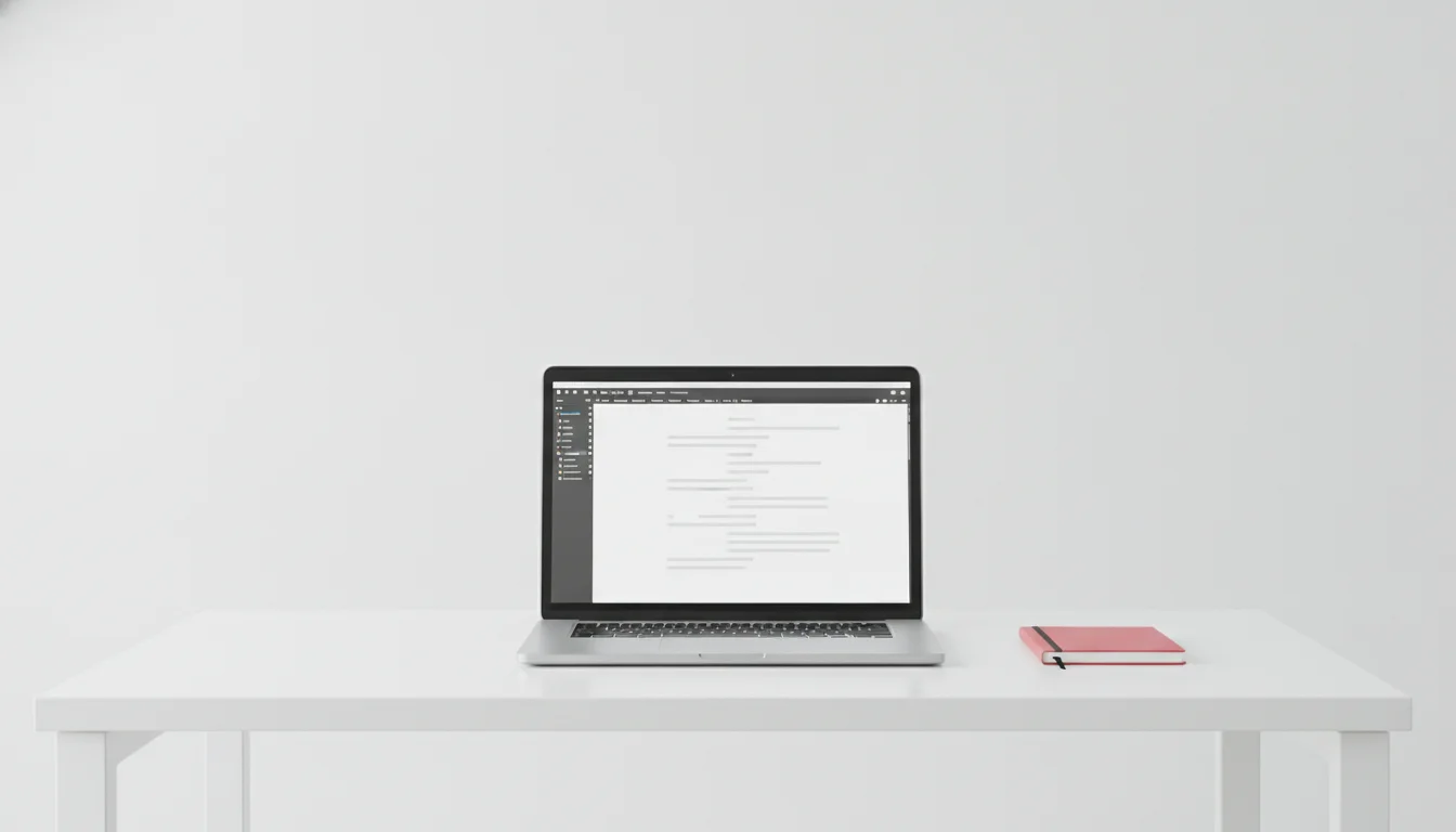 Ordinateur portable ouvert sur un document texte prêt à être converti depuis un PDF