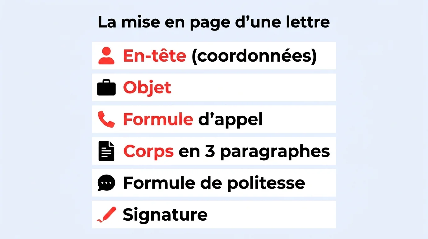 Mise en page sobre d'une lettre de motivation tenant sur une page