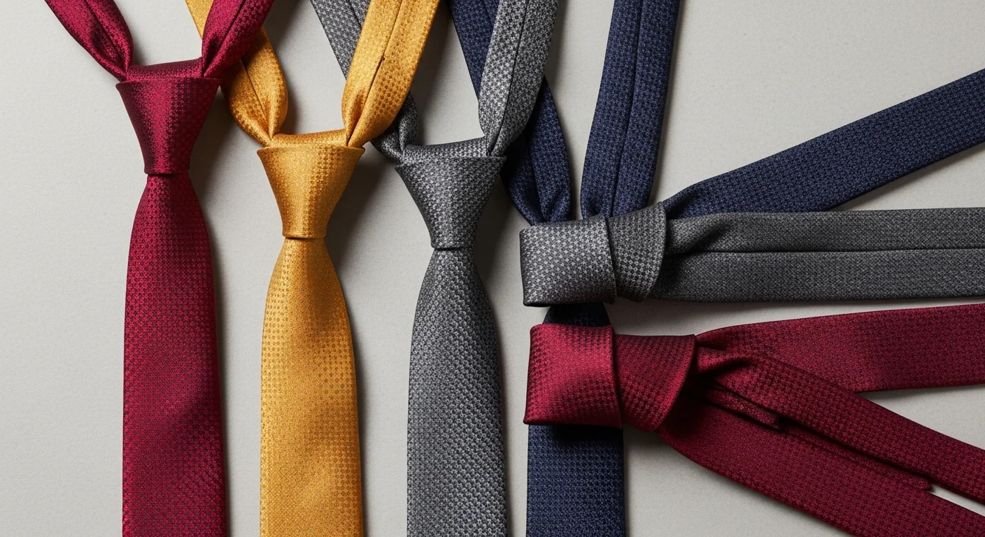Plusieurs cravates de couleurs et motifs variés disposées à plat pour un choix de style