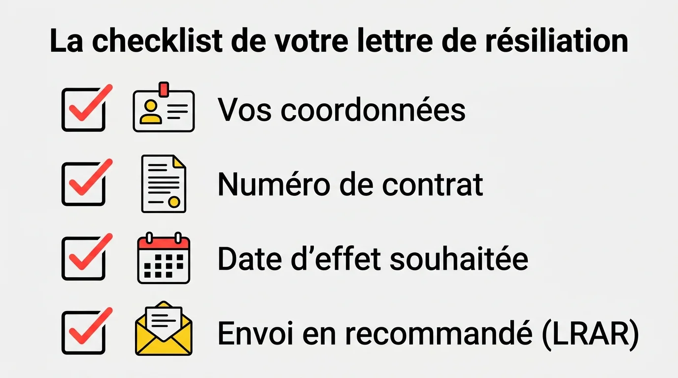 Checklist des éléments à inclure dans une lettre recommandée de résiliation