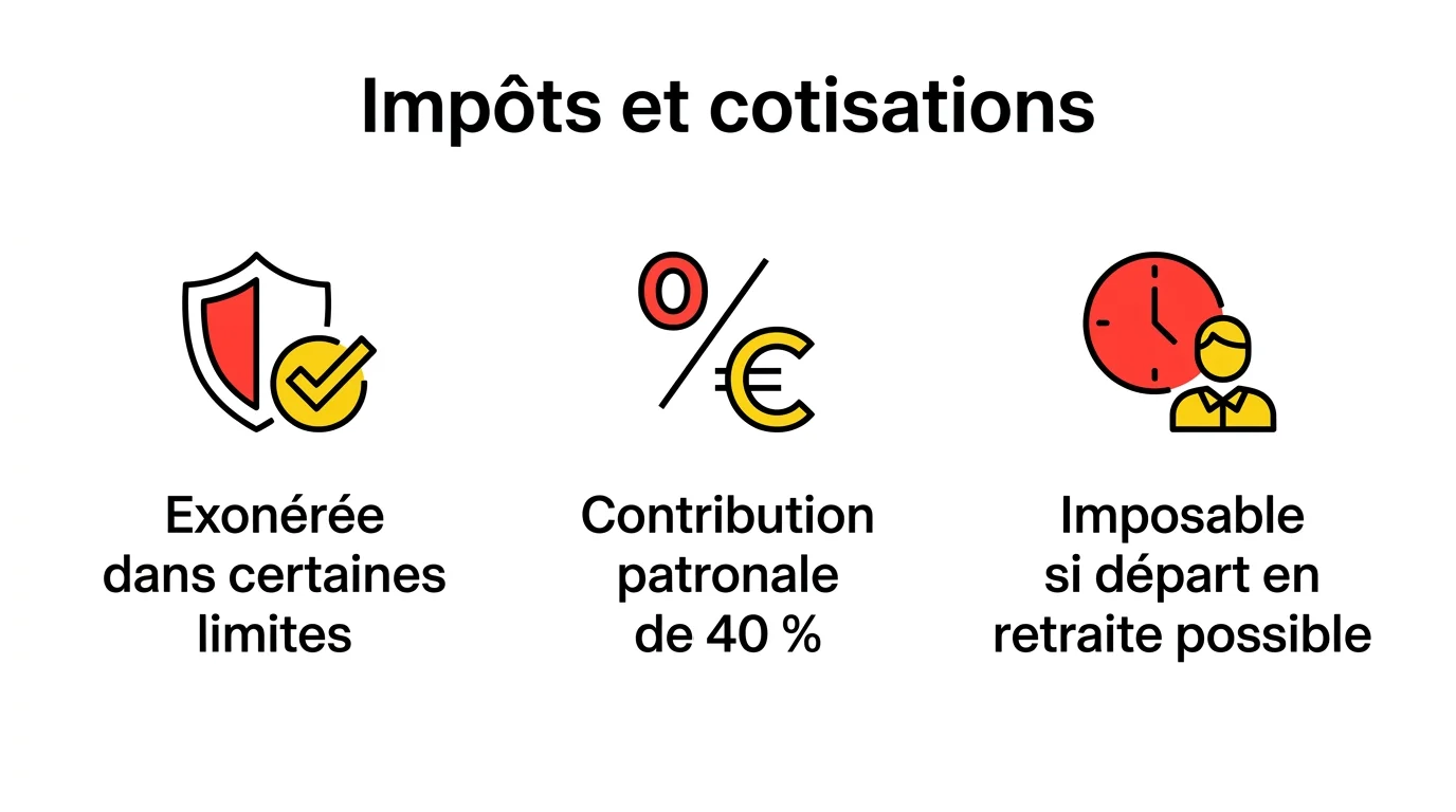 Impôts et cotisations sur l'indemnité de rupture conventionnelle : exonération dans certaines limites, contribution patronale de 40 %, imposable si départ possible à la retraite