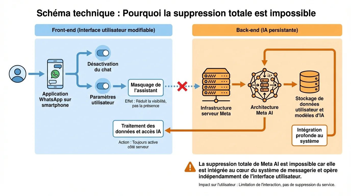 Schéma technique : Pourquoi la suppression totale est impossible